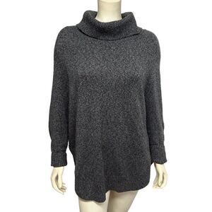 Apt. 9 Cozy Soft Dark Gray Turtleneck Cowl Neck Batwing Sweater Fall Winter Grey